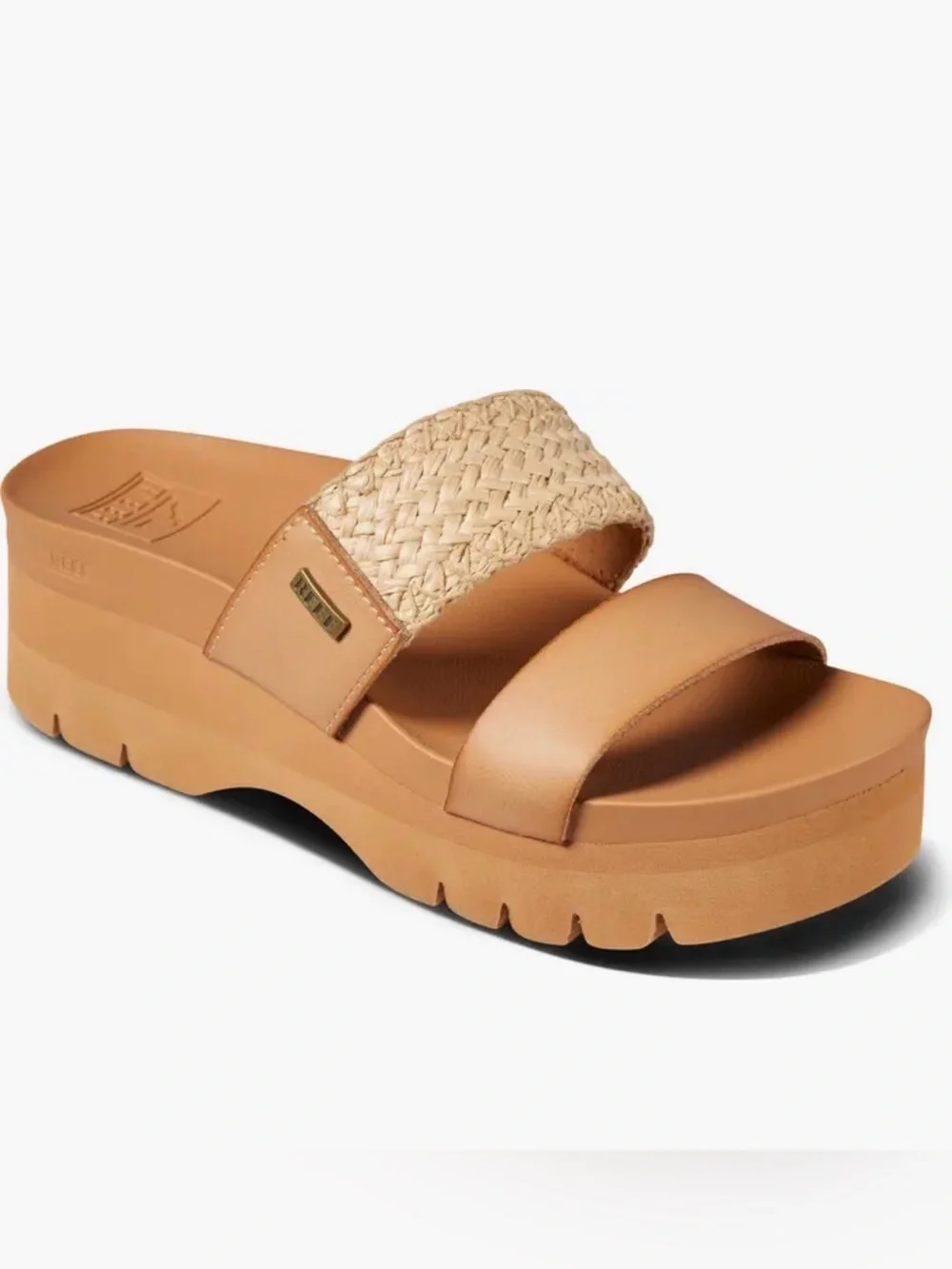 Reef Cushion Vista Higher Platform Sandal in Natural Raffia. Sz 8. Worn once. - Picture 1 of 12